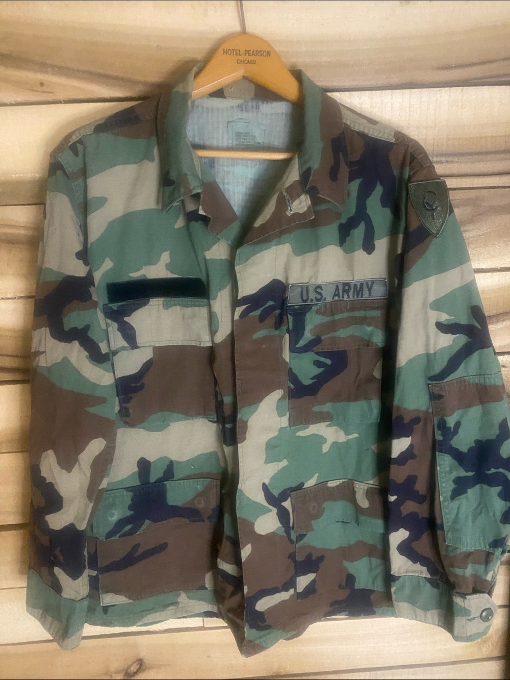 Vintage US Army 38th Infantry Division wood camouflage bdu top medium short